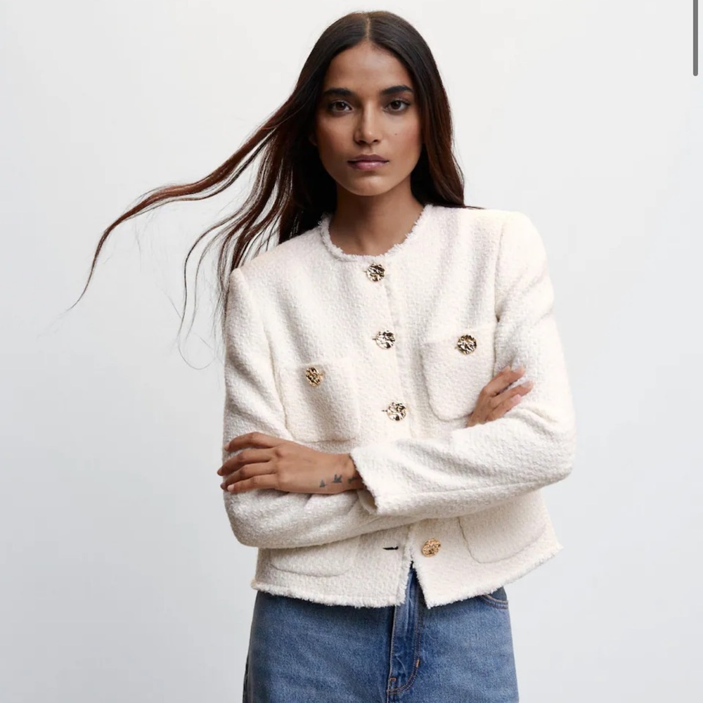 Mango Pocket Tweed Jacket